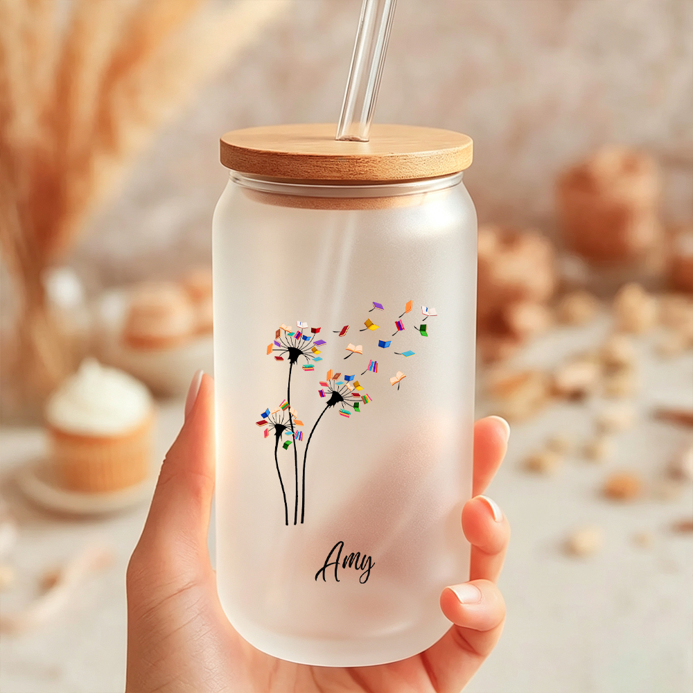 Pagewings Personalized Book Lovers Glass Can Tumbler