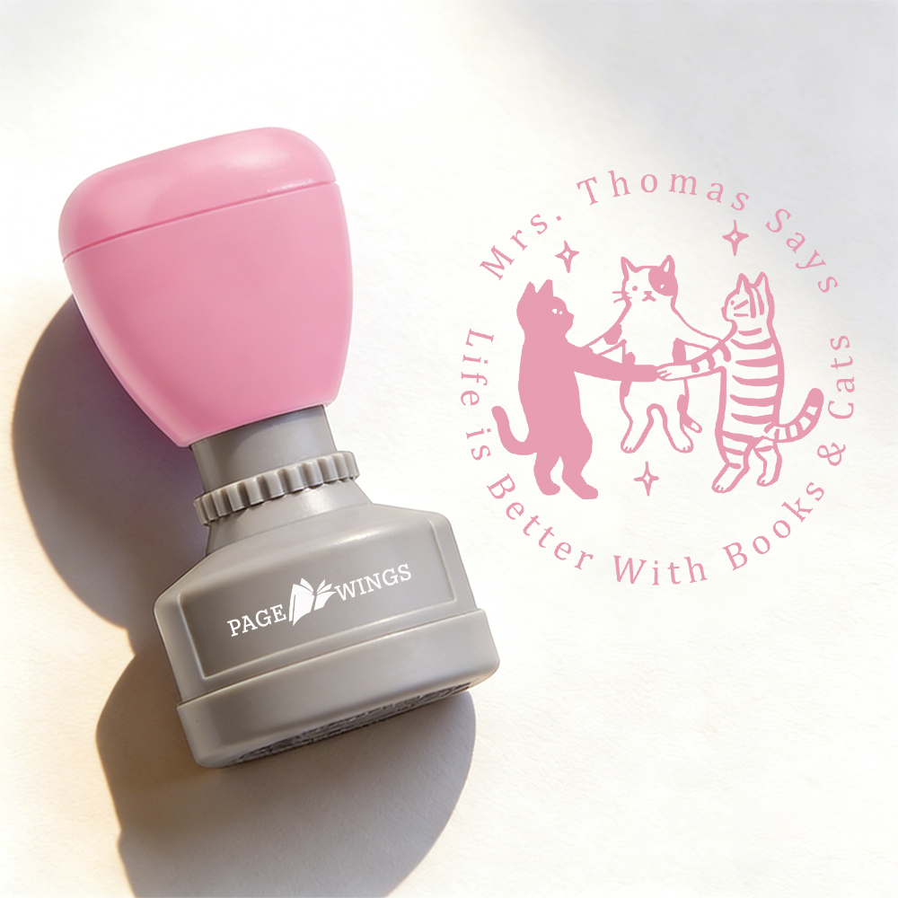 Pagewings Personalized Life Is Better With Books & Cats Stamp