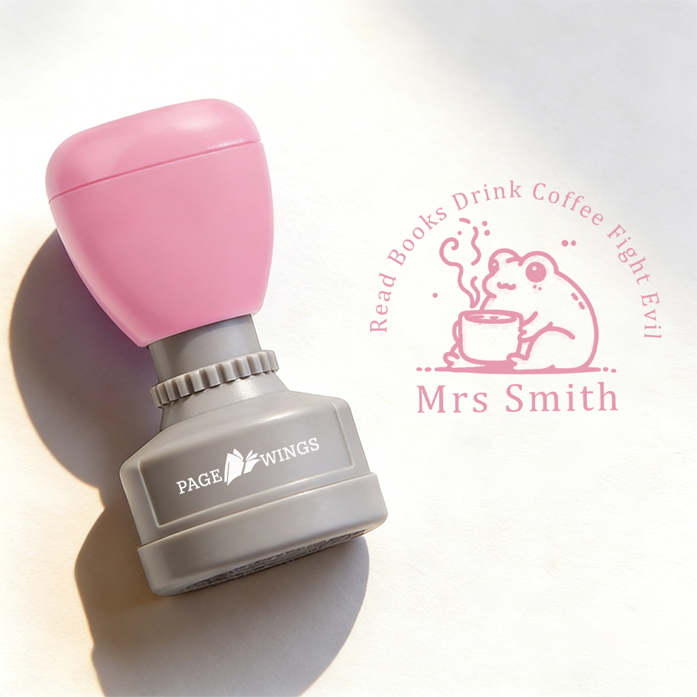 Pagewings Personalized Read Books Drink Coffee Fight Evil Stamp