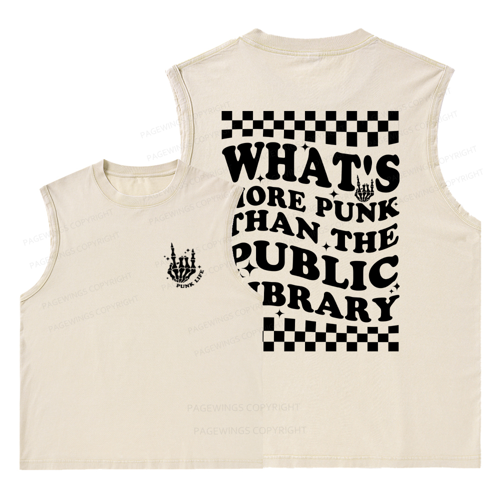 Pagewings punk the public library Unisex Washed Tank Top