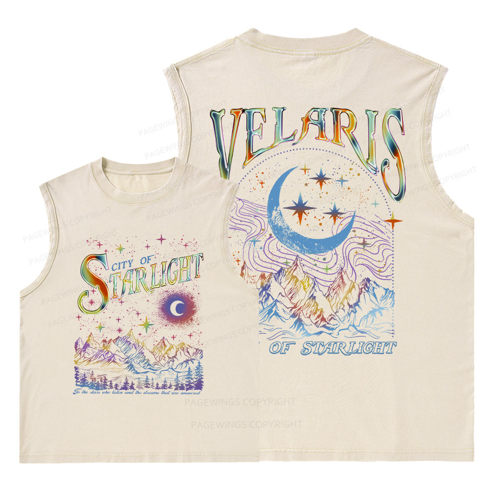 Pagewings Velaris City Of Starlight ACOTAR Two-Sided Unisex Washed Tank Top