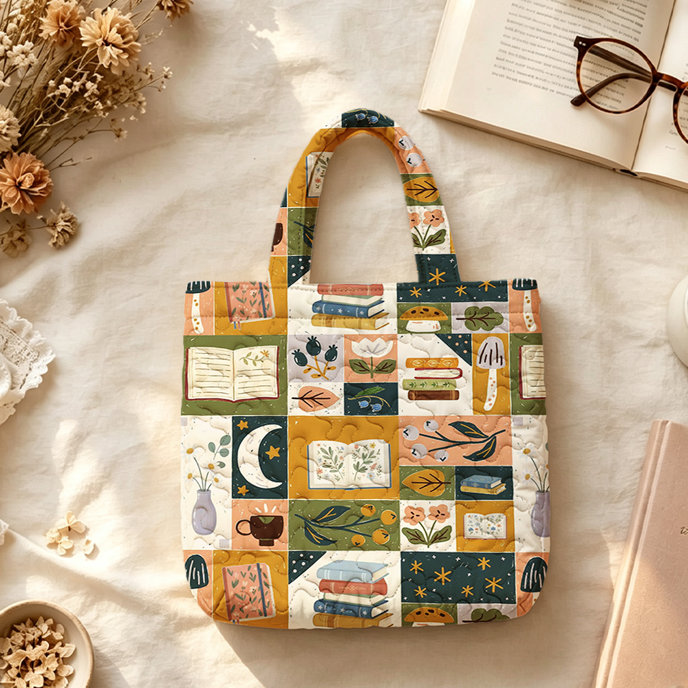 Pagewings Bookish Vibe Quilted Tote Bag
