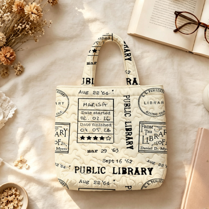 Pagewings Public Library Quilted Tote Bag