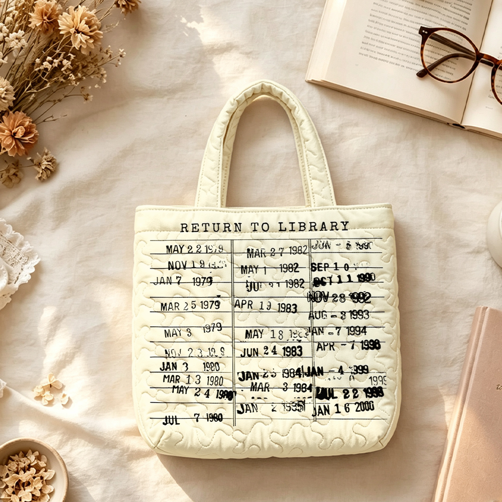 Pagewings Return to Library Quilted Tote Bag