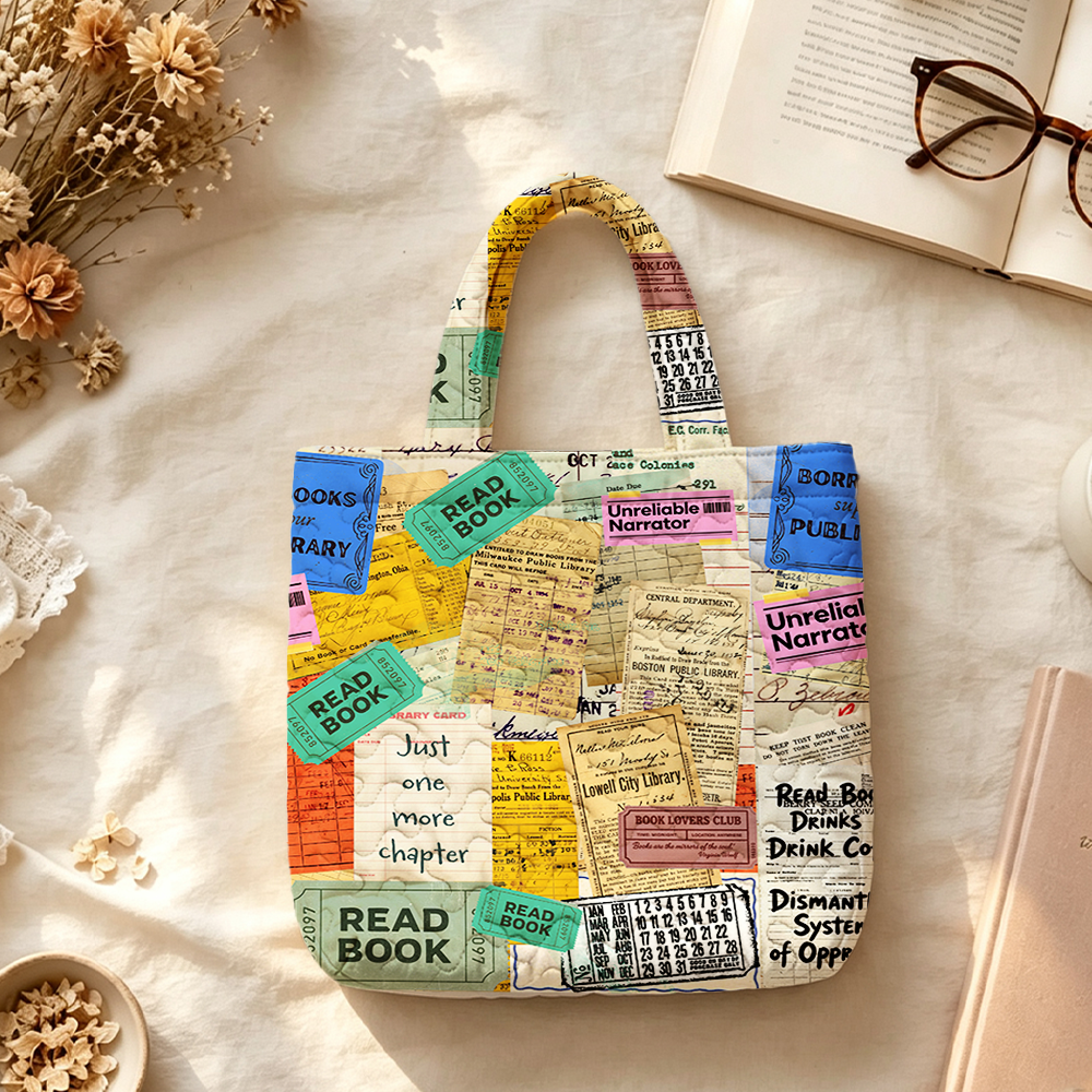 Pagewings Bookish Vibe Quilted Tote Bag
