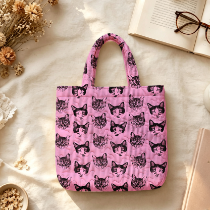Pagewings Reading Cat Quilted Tote Bag