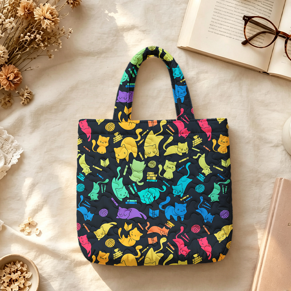 Pagewings Reading Cat Quilted Tote Bag