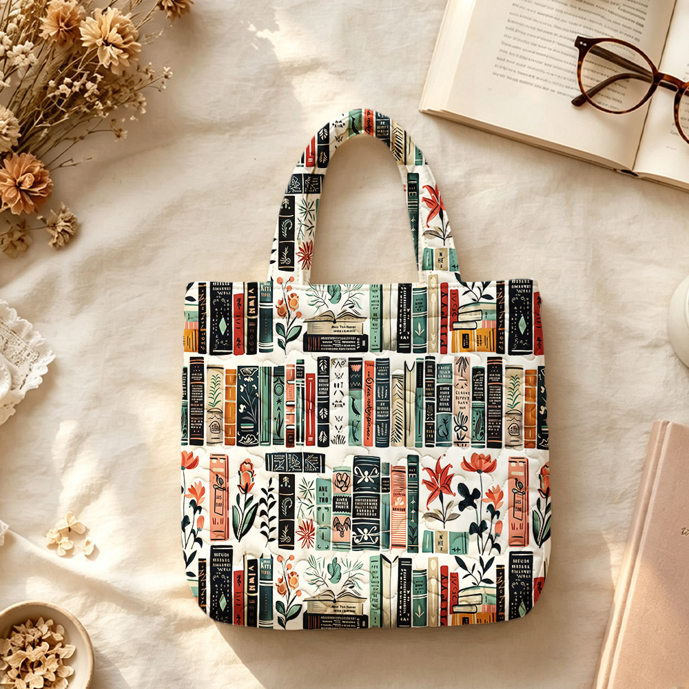Pagewings Bookish Vibe Quilted Tote Bag