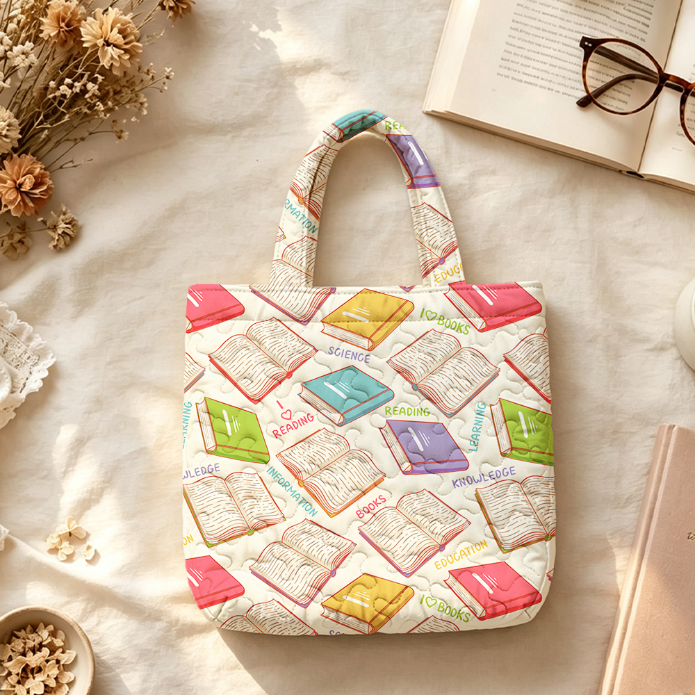 Pagewings Bookish Vibe Quilted Tote Bag