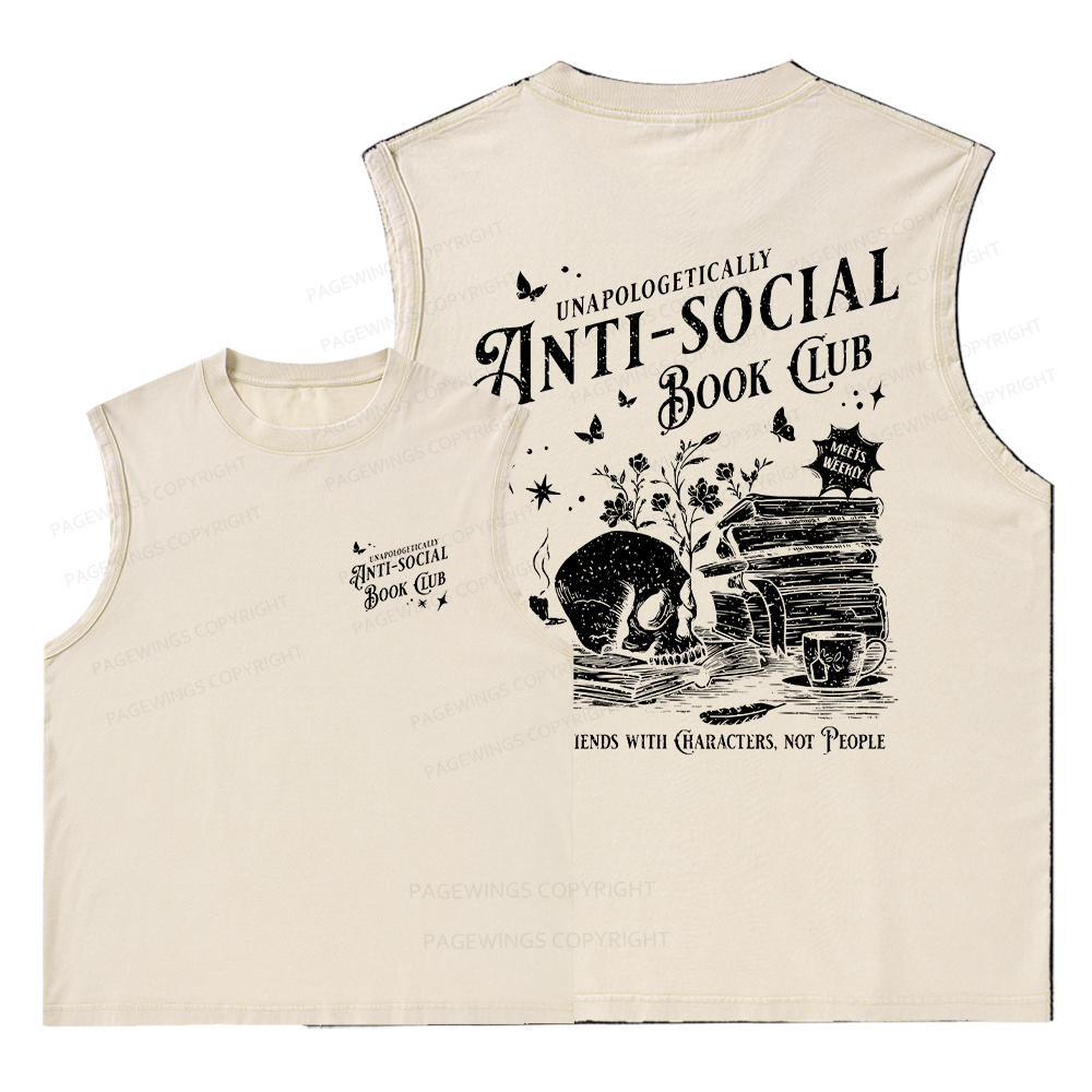 Pagewings Anti-social Book Club Comfort Colors Unisex Washed Tank Top