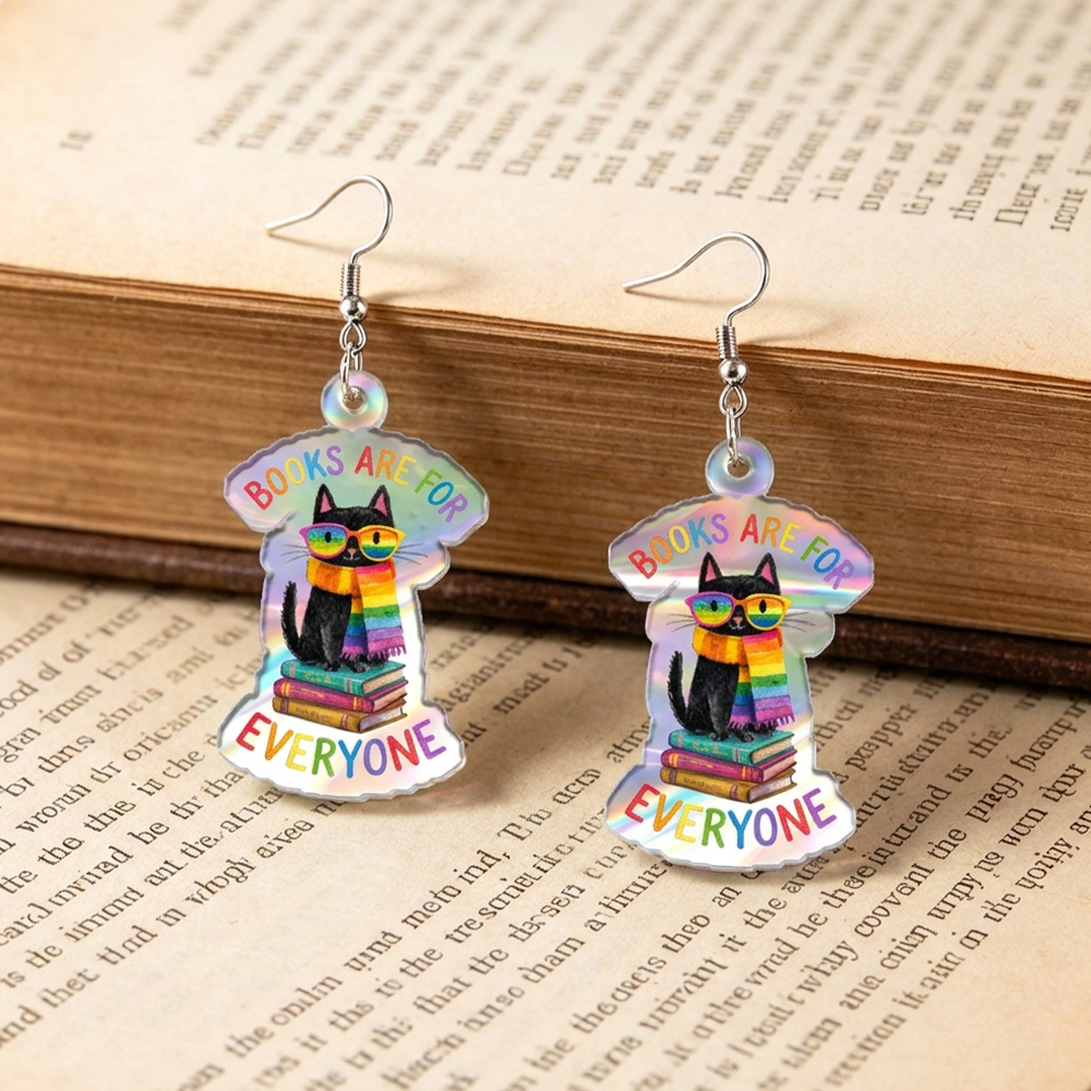 Pagewings Reading Cat Earrings
