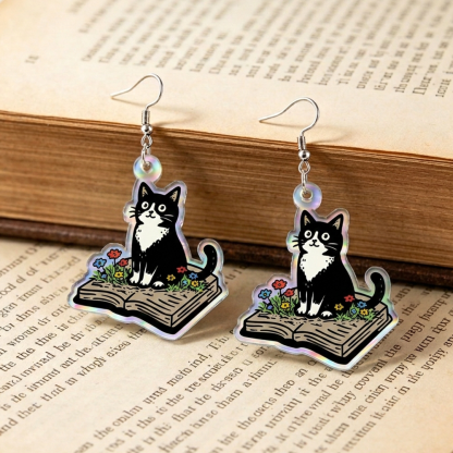 Pagewings Reading Cat Earrings