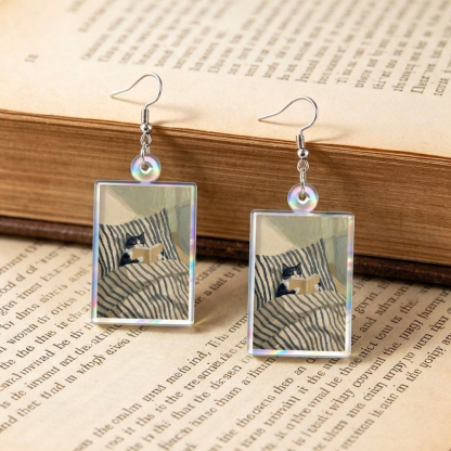 Pagewings Reading Cat Earrings