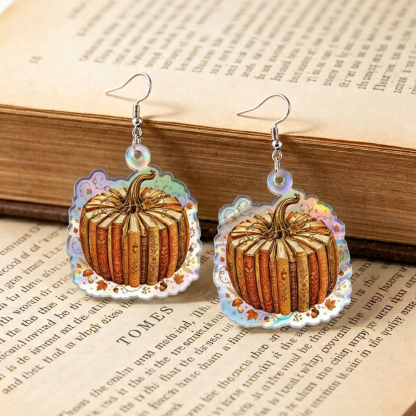 Pagewings Fall Book Pumpkin Earrings