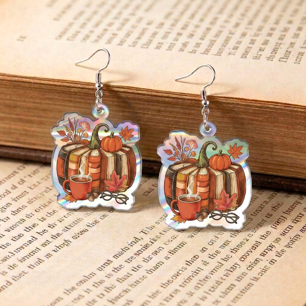 Pagewings Fall Book Pumpkin Earrings