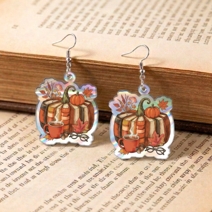 Pagewings Fall Book Pumpkin Earrings