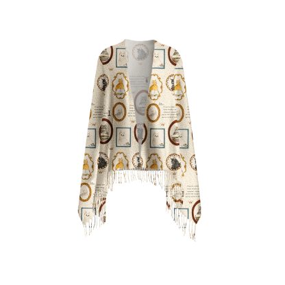 Pagewings Cat Reading  Long Fringe Scarf 