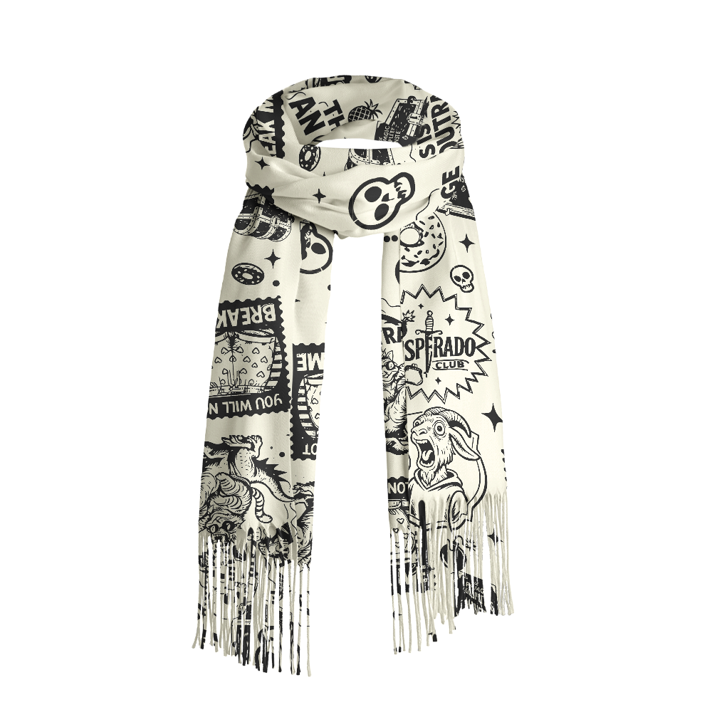 Pagewings Sci-fi Cat Long Fringe Scarf