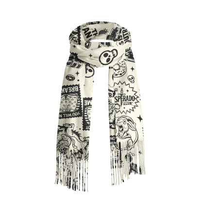Pagewings Sci-fi Cat Long Fringe Scarf
