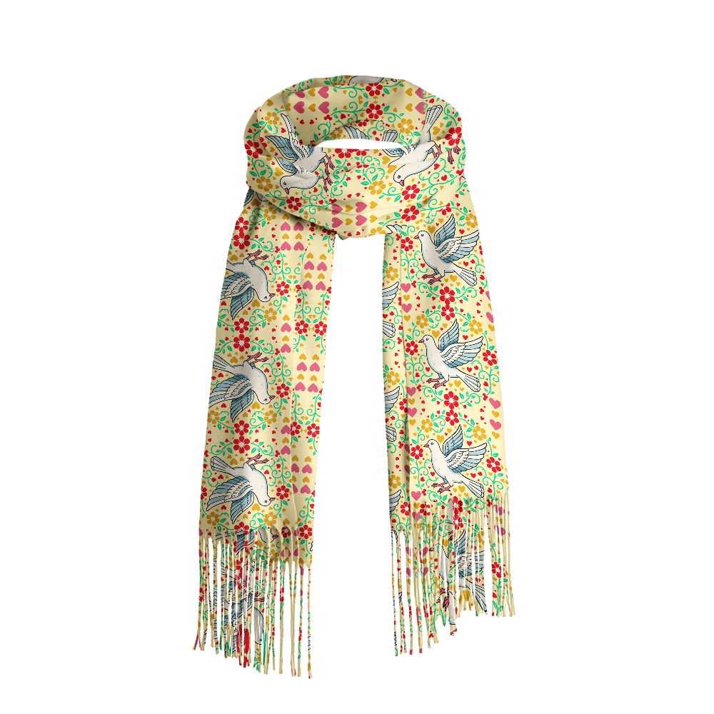 Pagewings Library Stamp Long Fringe Scarf