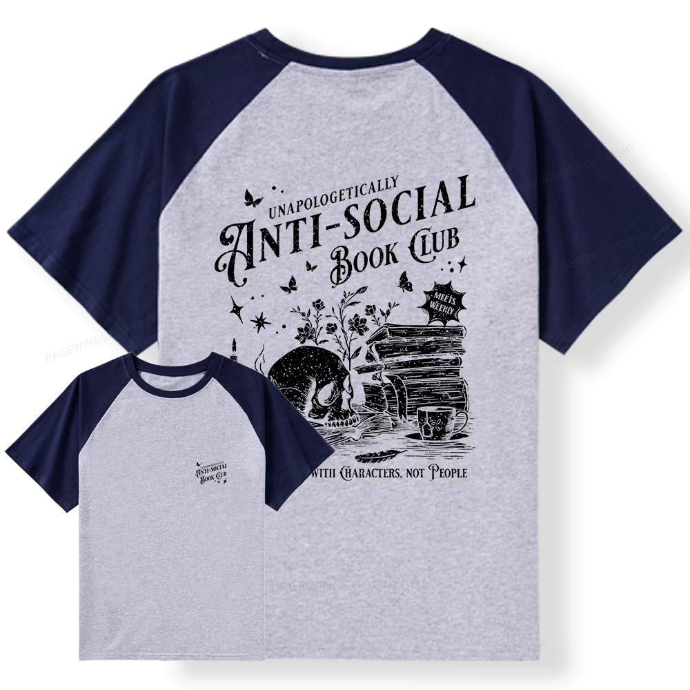 Pagewings Anti-social Book Club Comfort Colors Shirt Raglan T-shirt