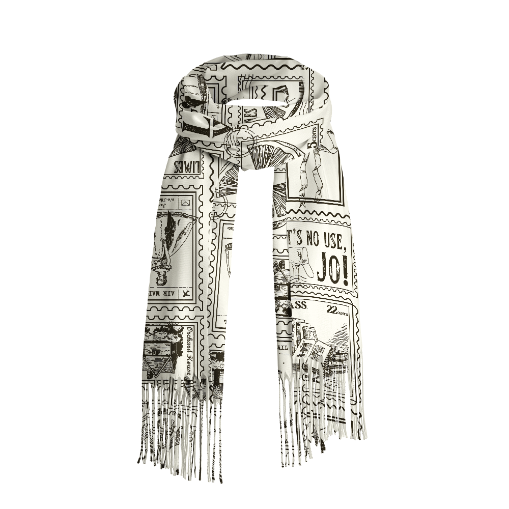 Pagewings Vintage Literature Long Fringe Scarf