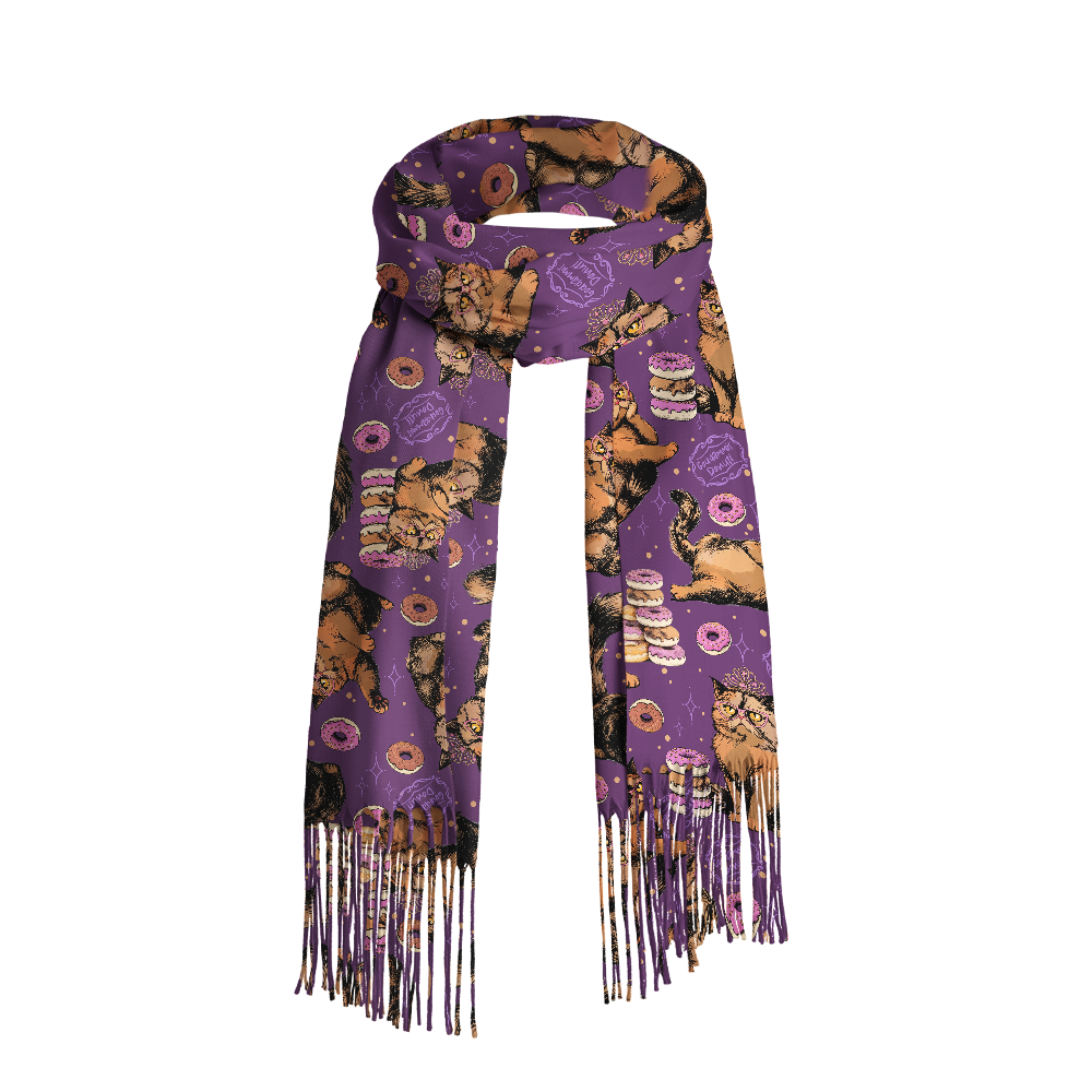 Pagewings Sci-fi Cat Long Fringe Scarf