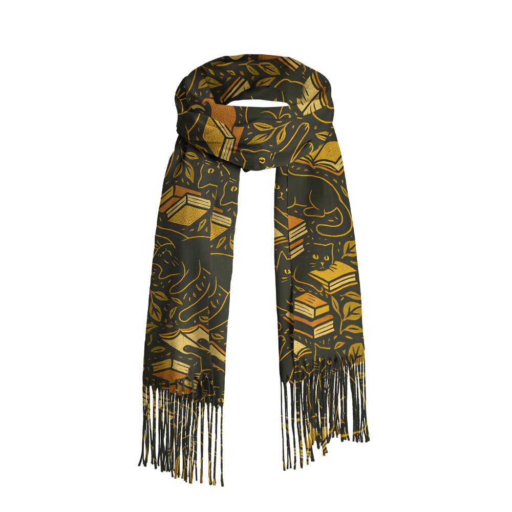 Pagewings Autumn Reading Long Fringe Scarf