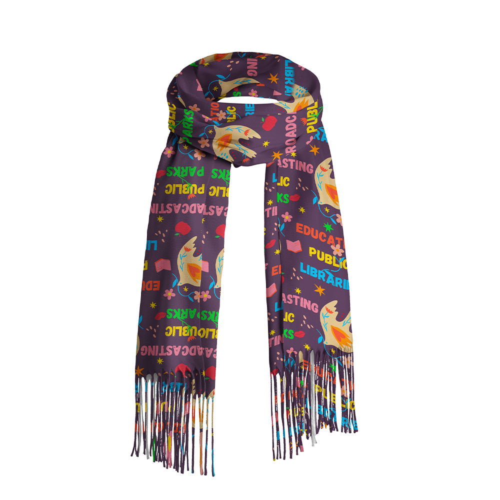 Pagewings Public Libraries Long Fringe Scarf