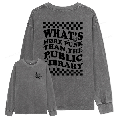 pagewings punk the public library Unisex Washed Long Sleeve T-shirt