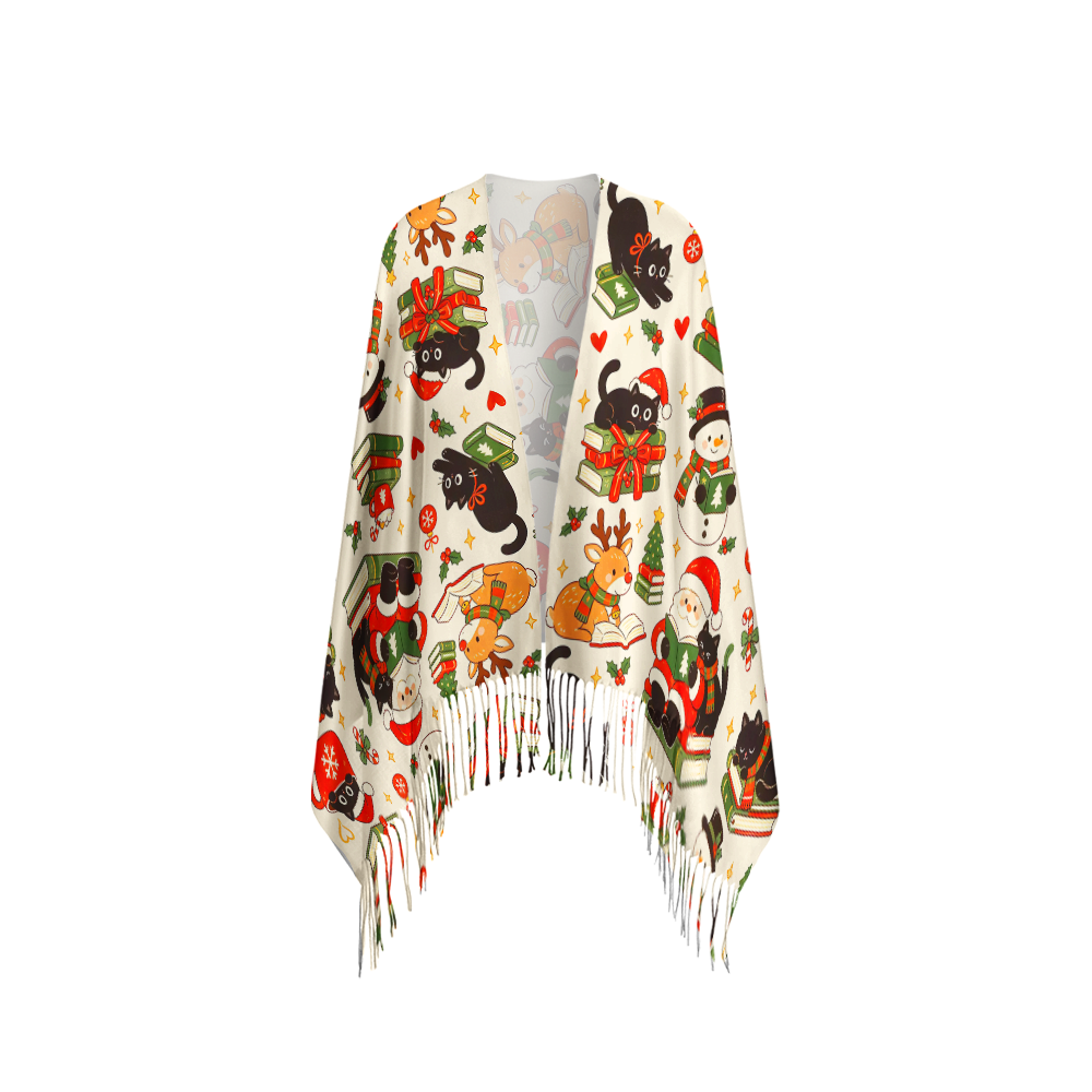 Pagewings Christmas Book Lover Long Fringe Scarf 