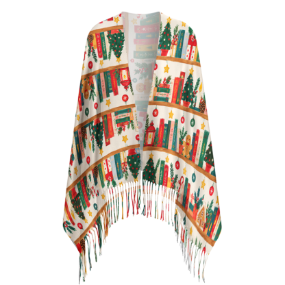 Pagewings Christmas Bookish Long Fringe Scarf 