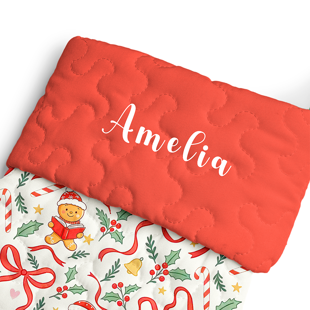 Pagewings Personalized Name Gingerbread Man Reading Christmas Stocking
