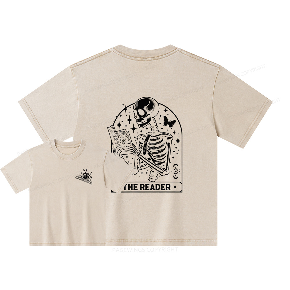 Pagewings The Reader Tarot Card Shirt Unisex Kids Washed T-shirt
