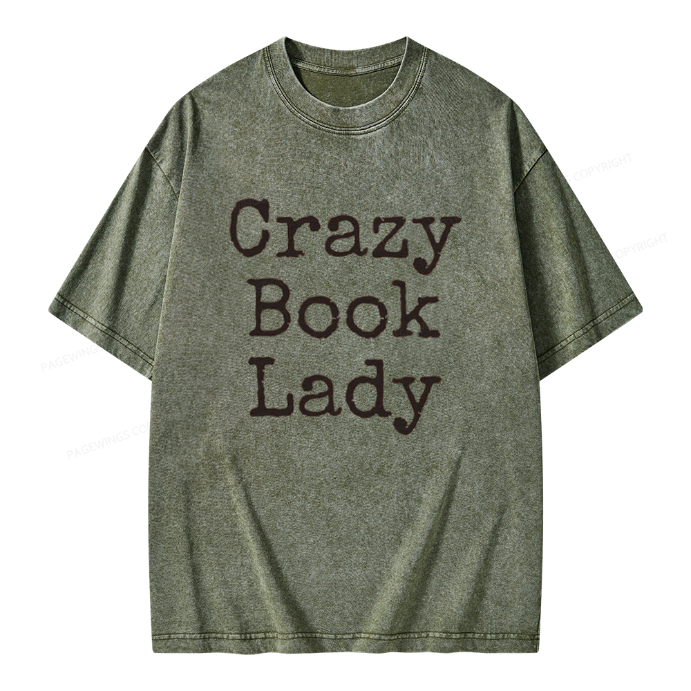 Pagewings Crazy Book Lady Unisex Washed T-shirt