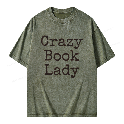 Pagewings Crazy Book Lady Unisex Washed T-shirt