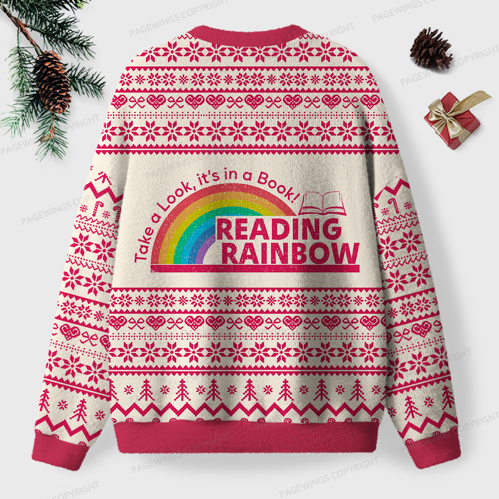 Pagewings Reading Rainbow Unisex Ugly Knit Sweatshirt