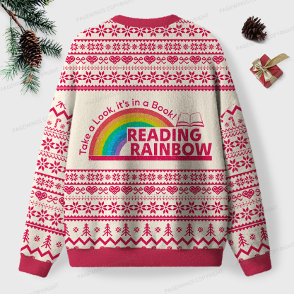 Pagewings Reading Rainbow Unisex Ugly Knit Sweatshirt