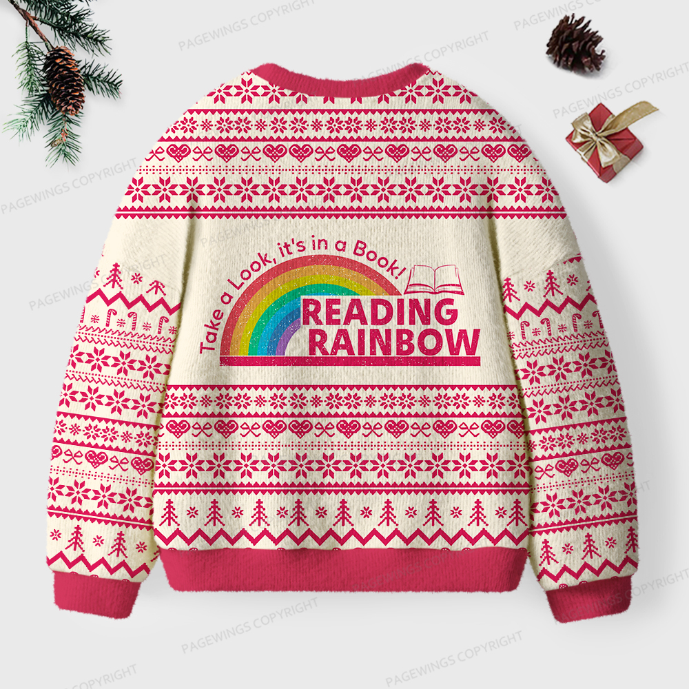 Pagewings Reading Rainbow Unisex Ugly Knit Sweatshirt