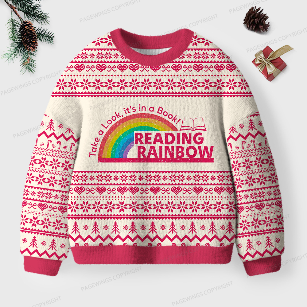 Pagewings Reading Rainbow Unisex Ugly Knit Sweatshirt