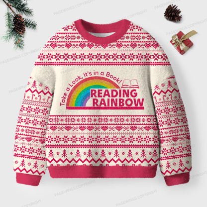 Pagewings Reading Rainbow Unisex Ugly Knit Sweatshirt
