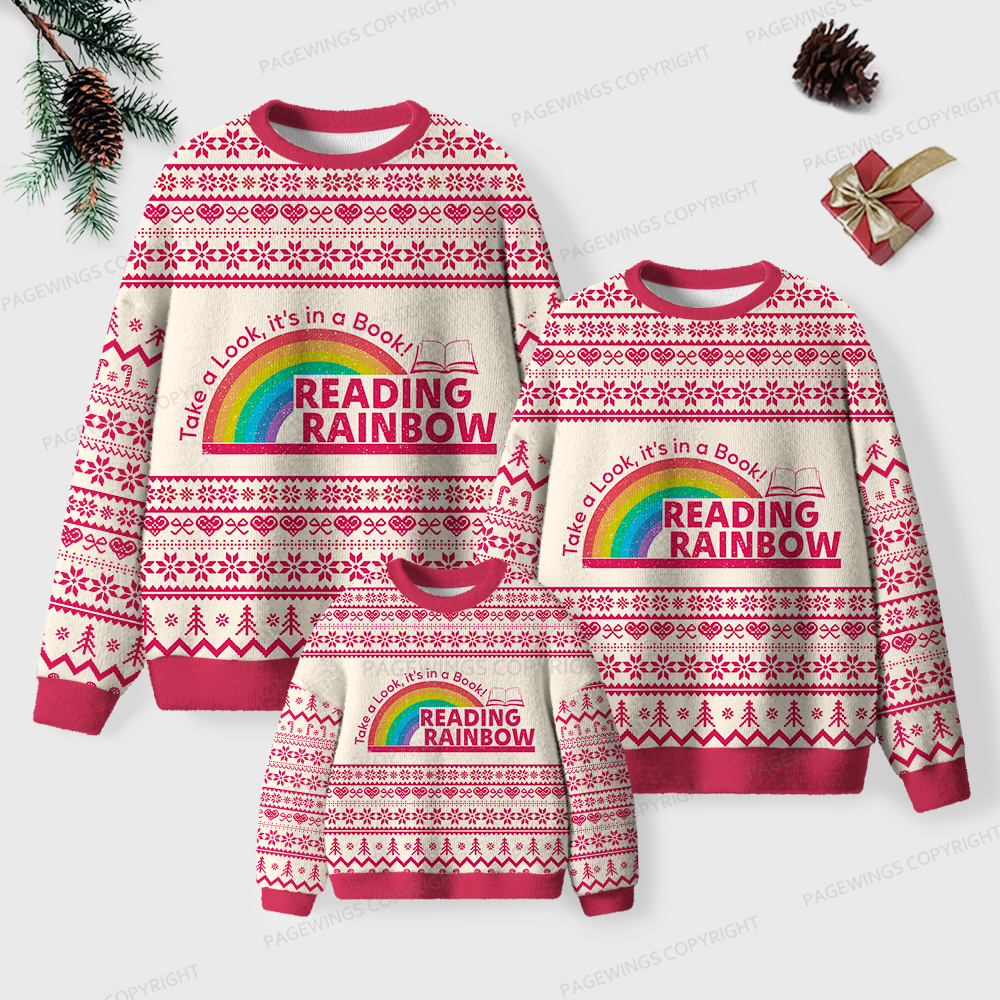 Pagewings Reading Rainbow Unisex Ugly Knit Sweatshirt