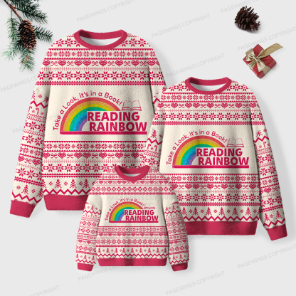 Pagewings Reading Rainbow Unisex Ugly Knit Sweatshirt