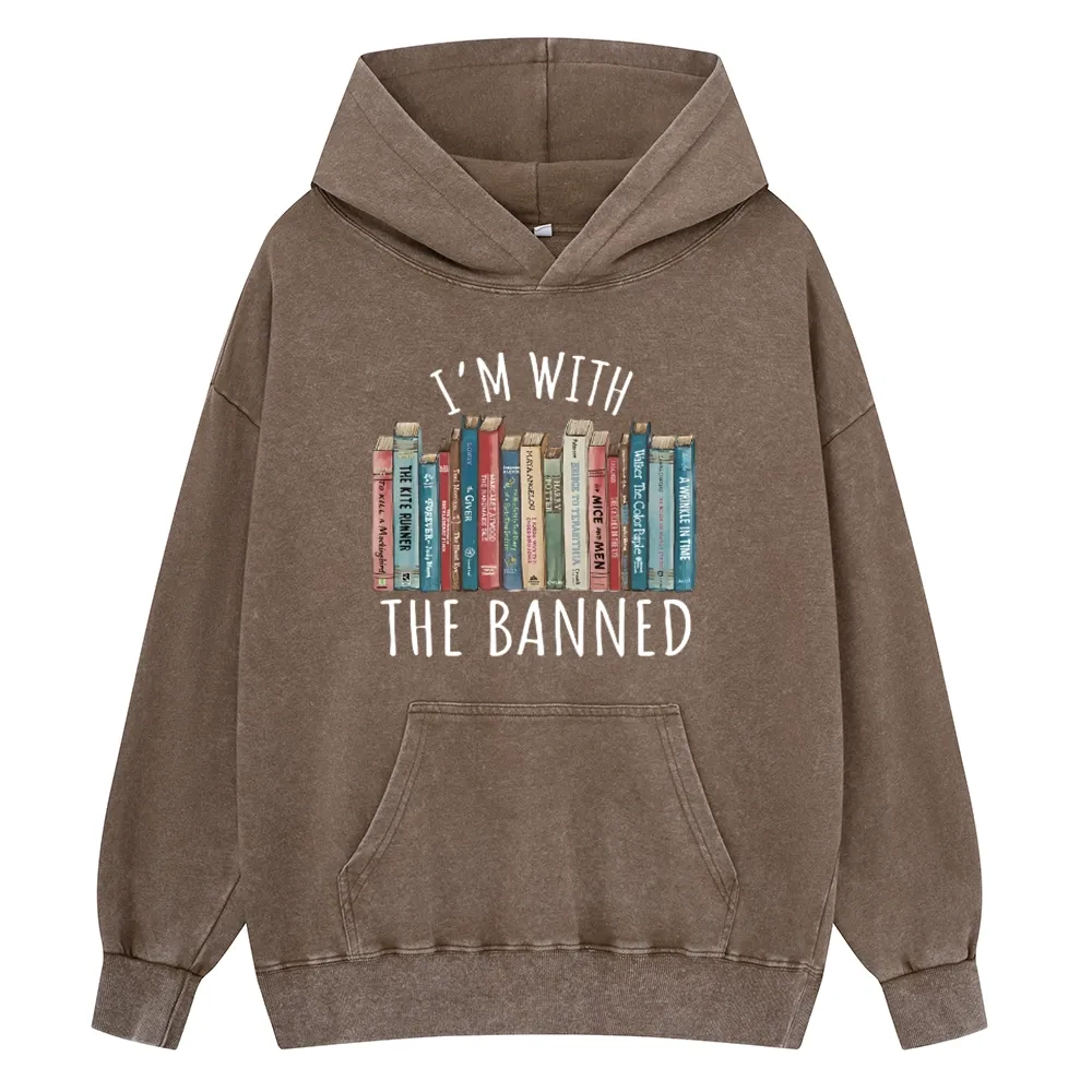 Pagewings I'm With The Banned Unisex Washed Hoodie