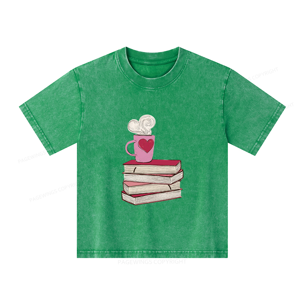 Pagewings Valentine's Day Gift for the Book Lover Unisex Kids Washed T-shirt