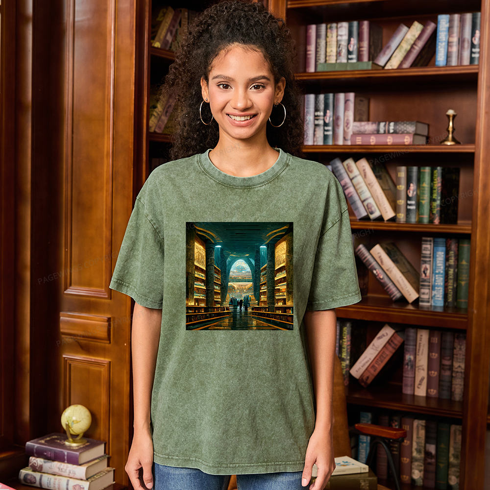 Pagewings Library Of Alexandria Unisex Washed T-shirt