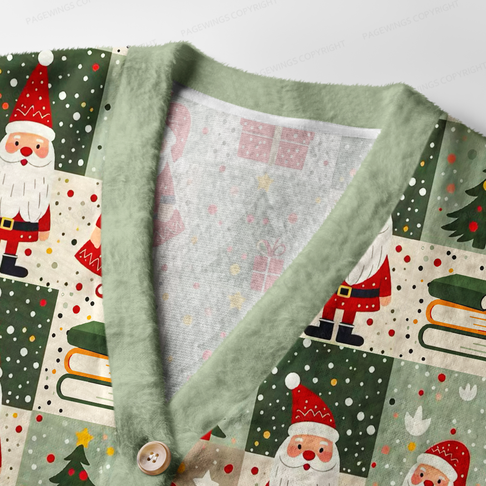 Pagewings Christmas Bookstore Light Knit Unisex Cardigan Sweaters