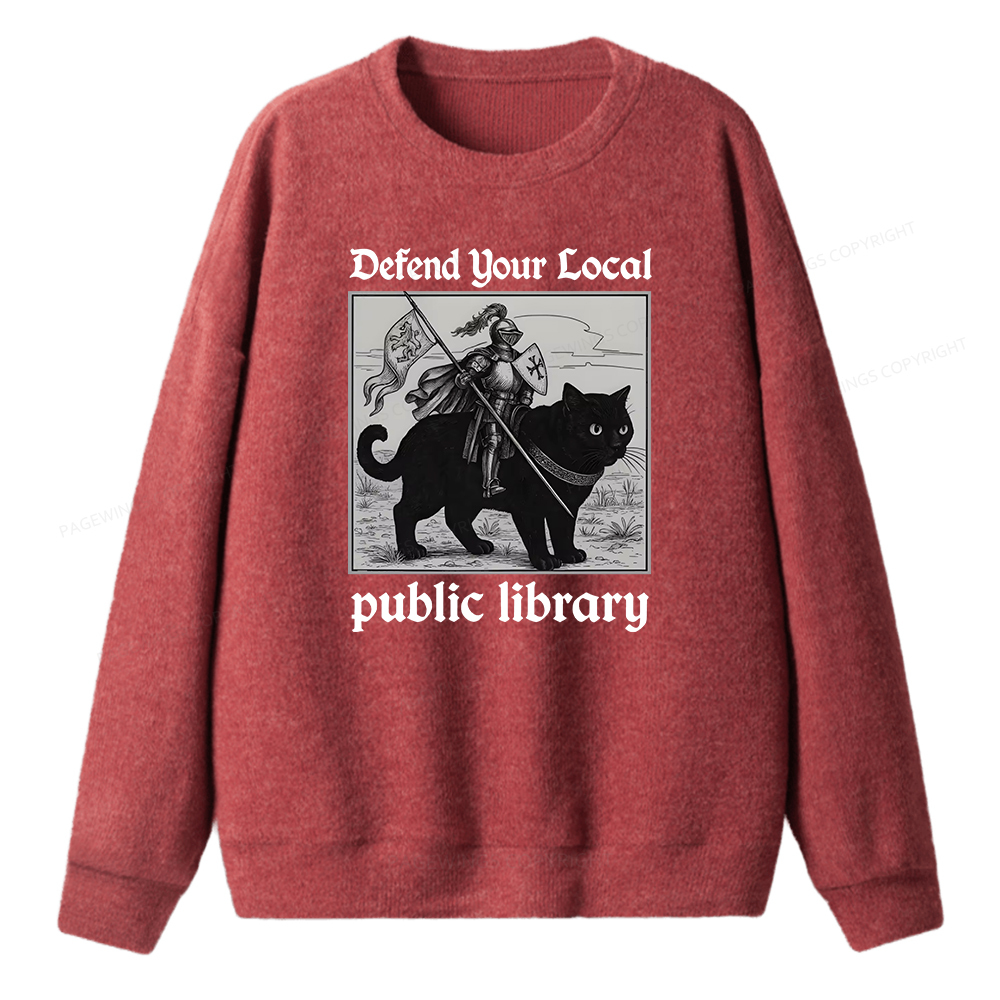 Pagewings Defend Your Local public library Unisex Knit Sweatshirt