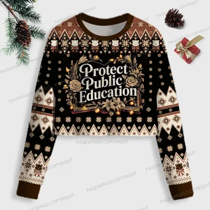Pagewings Protect Public Education Women Ugly Crop Sweatshirt