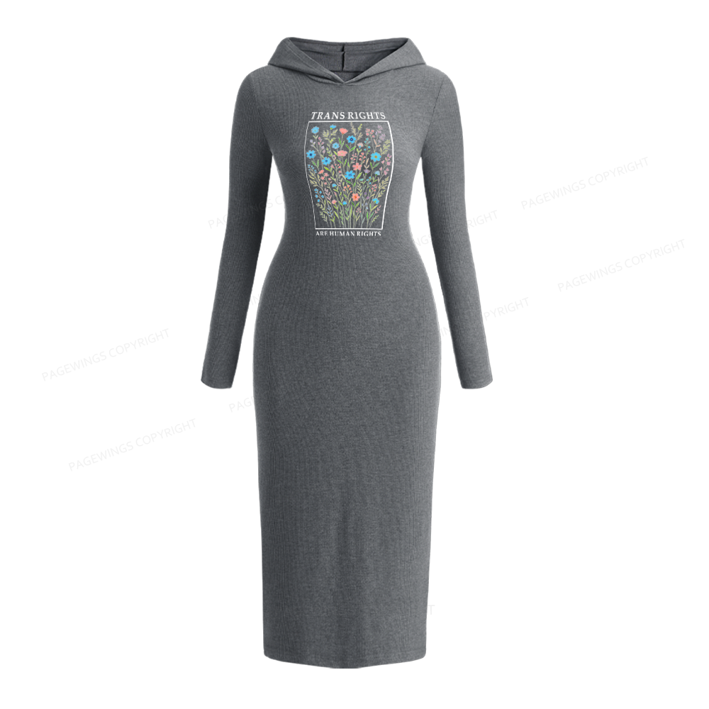 Pagewings Trans Rights Are Human Rights Hooded Knit Dress